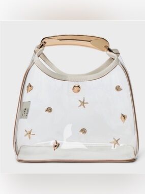 Mini Slouchy Gold Shell Accent Transparent Bag - White Trim by A New Day